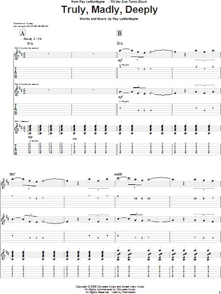 Truly, Madly, Deeply - Guitar TAB, New, Main
