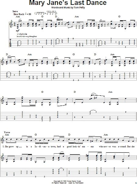 Mary Jane's Last Dance - Guitar Tab Play-Along, New, Main