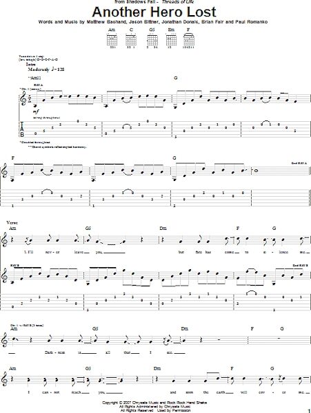Another Hero Lost - Guitar TAB, New, Main