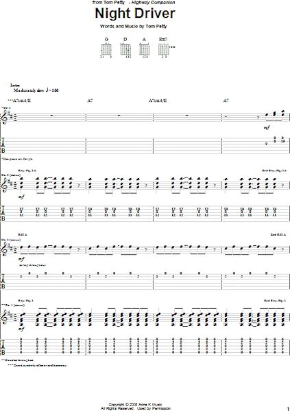 Night Driver - Guitar TAB, New, Main