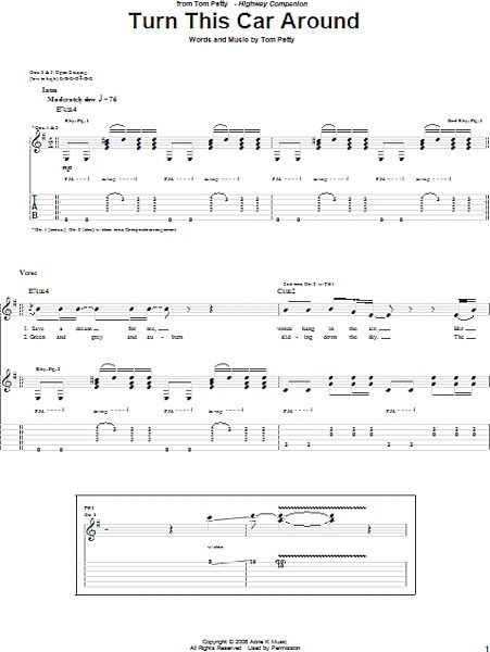 Turn This Car Around - Guitar TAB, New, Main