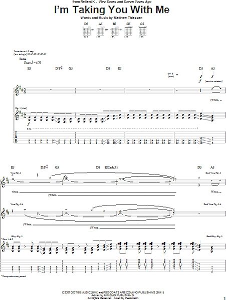 I'm Taking You With Me - Guitar TAB, New, Main