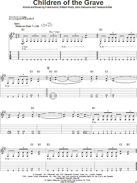 Children Of The Grave - Guitar Tab Play-Along, New, Main