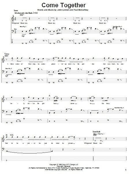 Come Together - Bass Tab, New, Main
