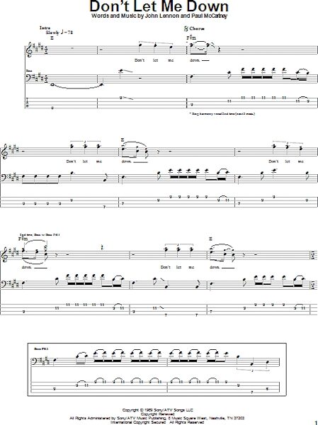 Don't Let Me Down - Bass Tab, New, Main