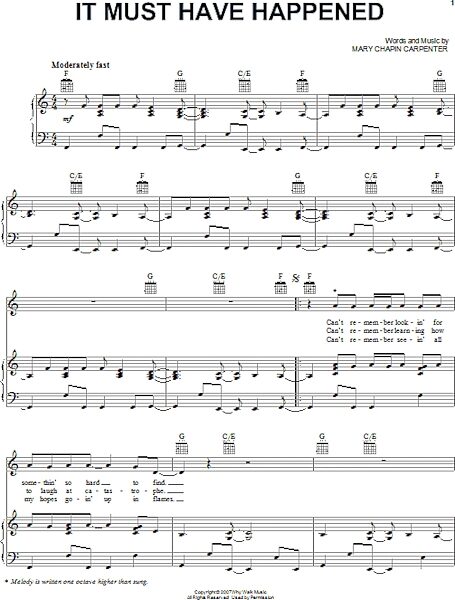 It Must Have Happened - Piano/Vocal/Guitar, New, Main