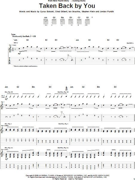 Taken Back By You - Guitar TAB, New, Main