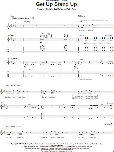 Get Up Stand Up - Guitar TAB, New, Main