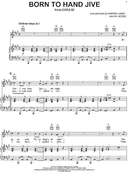 Born To Hand Jive - Piano/Vocal/Guitar, New, Main