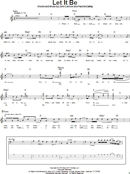 Let It Be - Bass Tab, New, Main
