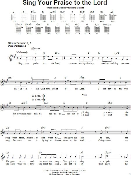 Sing Your Praise To The Lord - Easy Guitar, New, Main