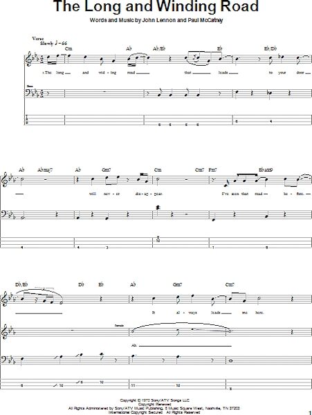 The Long And Winding Road - Bass Tab, New, Main