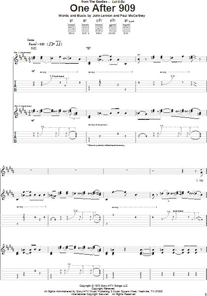 One After 909 - Guitar TAB, New, Main