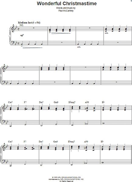 Wonderful Christmastime - Piano Vocal, New, Main