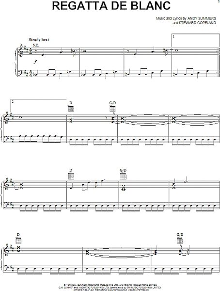 Regatta De Blanc - Piano/Vocal/Guitar, New, Main