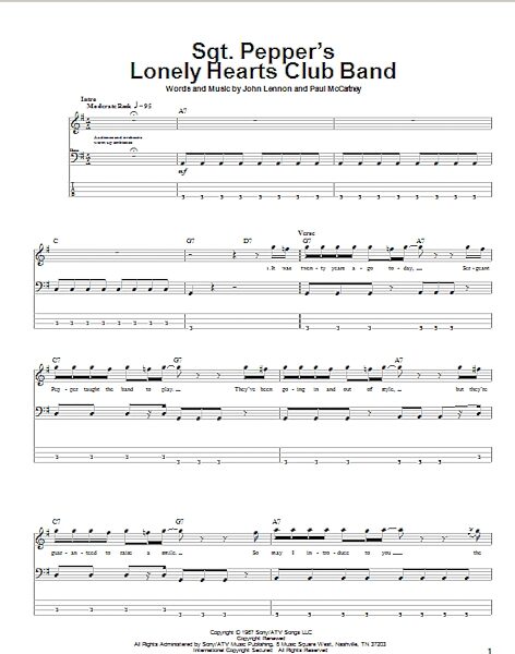 Sgt. Pepper's Lonely Hearts Club Band - Bass Tab, New, Main