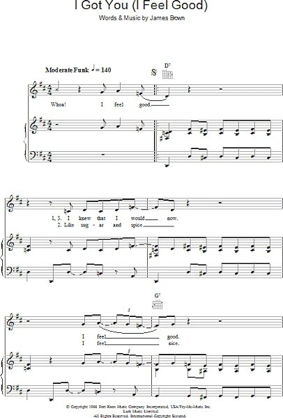I Got You (I Feel Good) - Piano/Vocal/Guitar, New, Main
