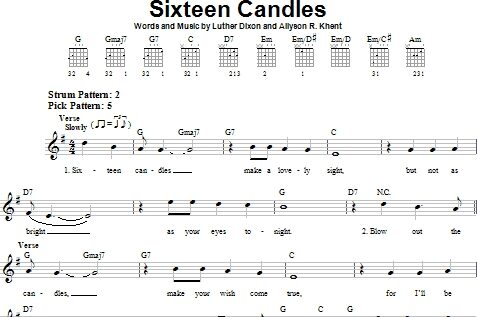 Sixteen Candles - Easy Guitar, New, Main