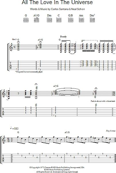 All The Love In The Universe - Guitar TAB, New, Main
