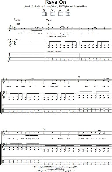 Rave On - Guitar TAB, New, Main
