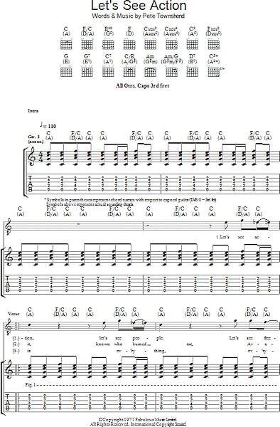 Let's See Action - Guitar TAB, New, Main