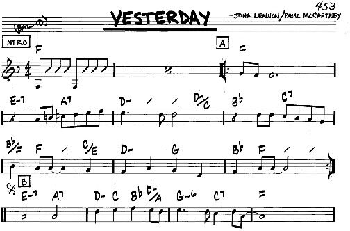 Yesterday - Real Book - Melody/Chords, New, Main