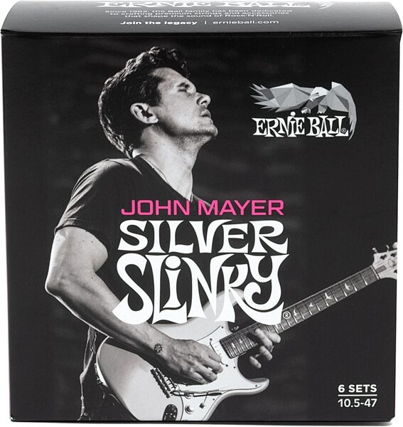 Ernie Ball John Mayer Silver Slinky Guitar Strings, 6-Pack, Action Position Back