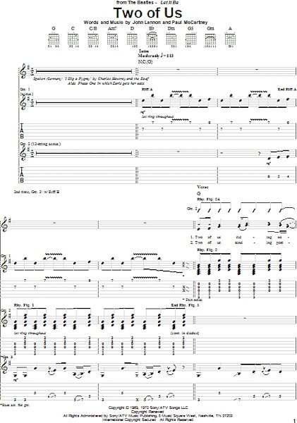 Two Of Us - Guitar TAB, New, Main