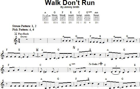 Walk Don't Run - Easy Guitar, New, Main