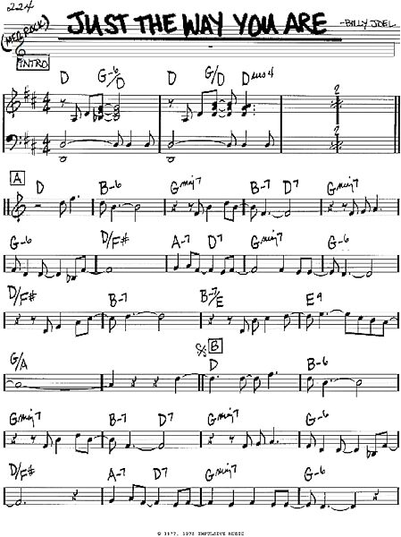 Just The Way You Are - Real Book - Melody/Chords, New, Main