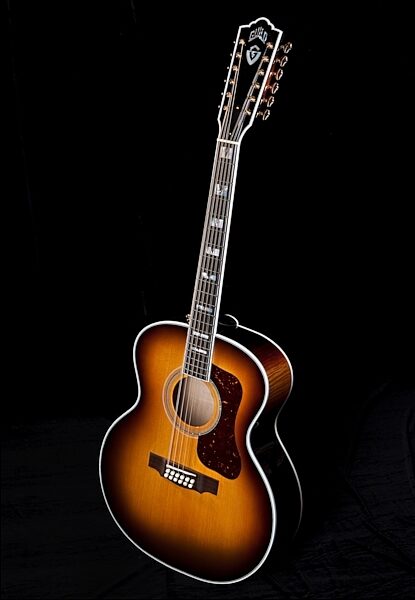 Guild F-412 Jumbo Acoustic Guitar (with Case, 12-String), Antique Burst View 10