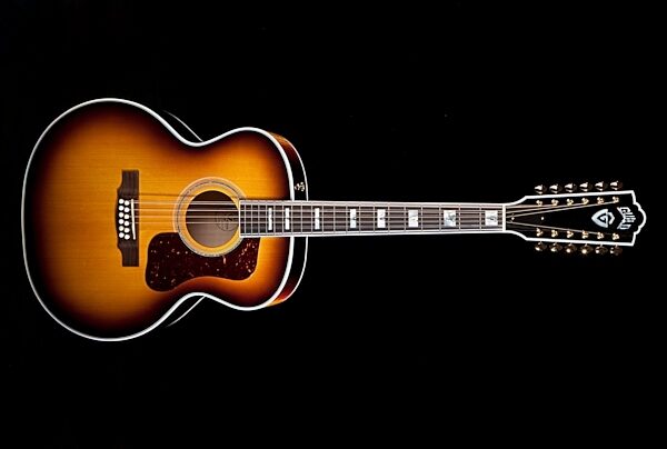 Guild F-412 Jumbo Acoustic Guitar (with Case, 12-String), Antique Burst View 5