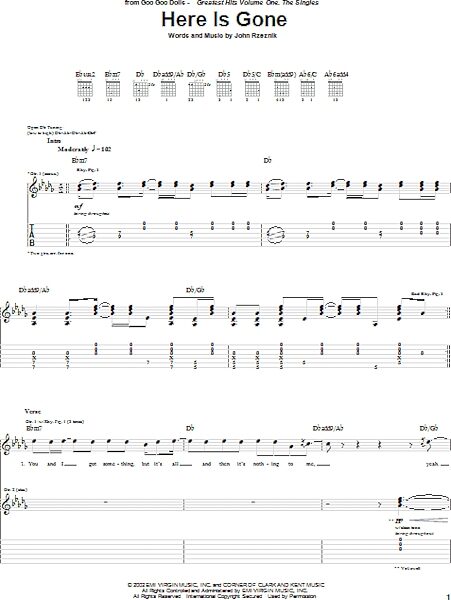 Here Is Gone - Guitar TAB, New, Main