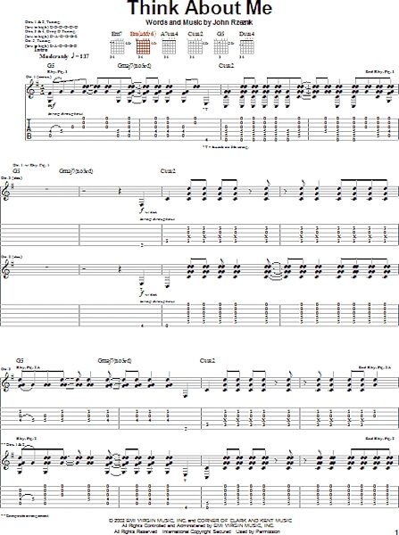 Think About Me - Guitar TAB, New, Main
