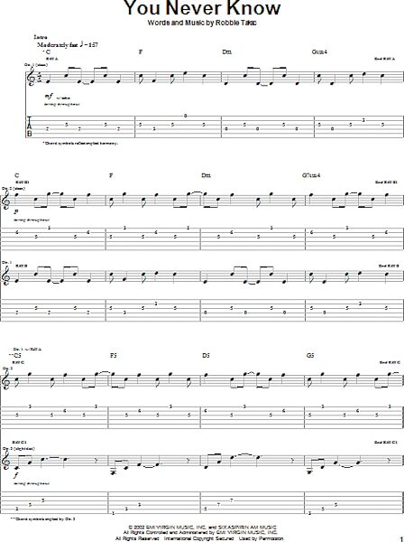 You Never Know - Guitar TAB, New, Main