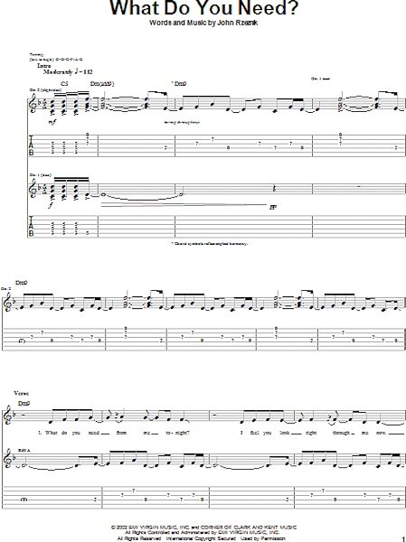 What Do You Need? - Guitar TAB, New, Main