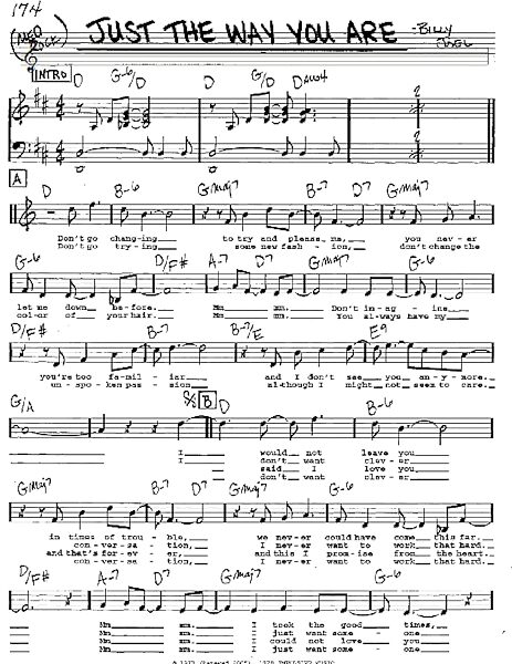 Just The Way You Are - Real Book - Melody/Chords/Lyrics, New, Main