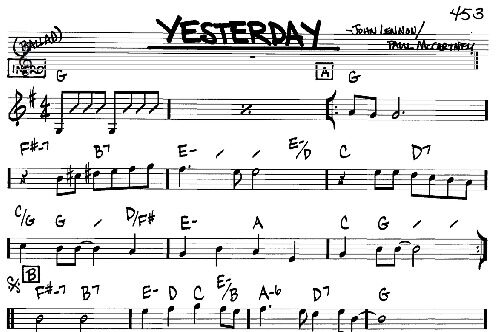 Yesterday - Real Book - Melody/Chords, New, Main
