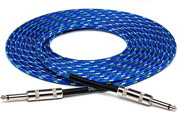 Hosa 3GT-18C Cloth Instrument Cable, Blue/Green/White, 18 foot, 3GT-18C2, Main