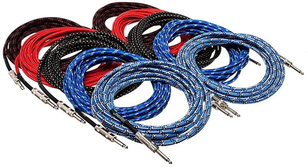 Hosa 3GT-18C Cloth Instrument Cable, Assorted, 18 foot, 3GT-PAK, 10-Pack, Main