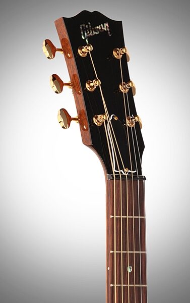 Gibson Limited Edition J45 Figured Mahogany Special Acoustic-Electric Guitar (with Case), Headstock Left Front