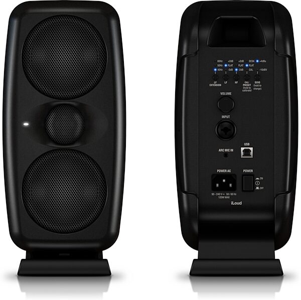 IK Multimedia iLoud MTM Powered Studio Monitor, Black, Single Speaker, Front and Rear