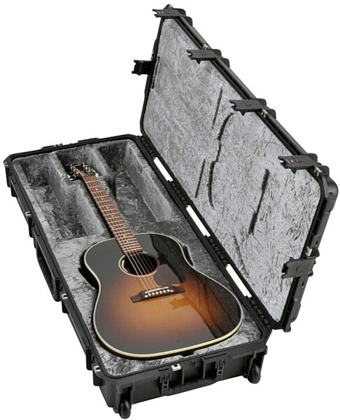 SKB 3i Series Waterproof Rolling Acoustic Guitar Case, Black, 3I-4217-18, Black - Angle