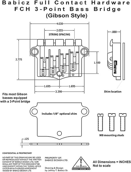 Babicz FCH 3-Point Bass Bridge, Action Position Back