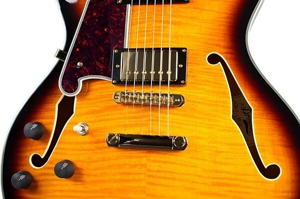 D'Angelico EX-DC Semi-Hollowbody Electric Guitar, Left-Handed, Vintage Sunburst - Bridge