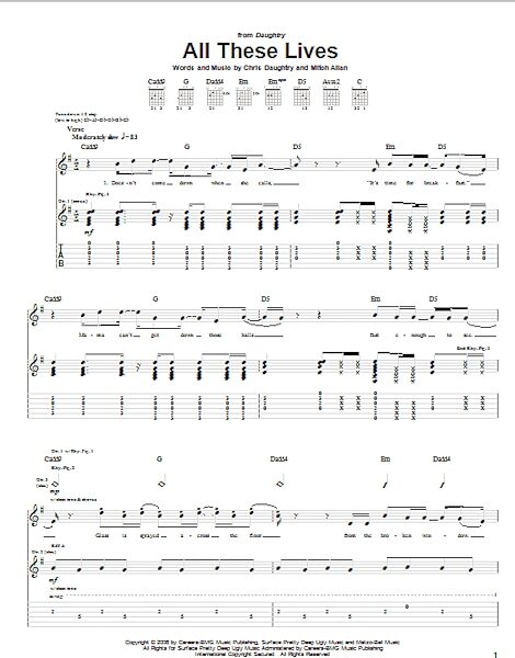 All These Lives - Guitar TAB, New, Main