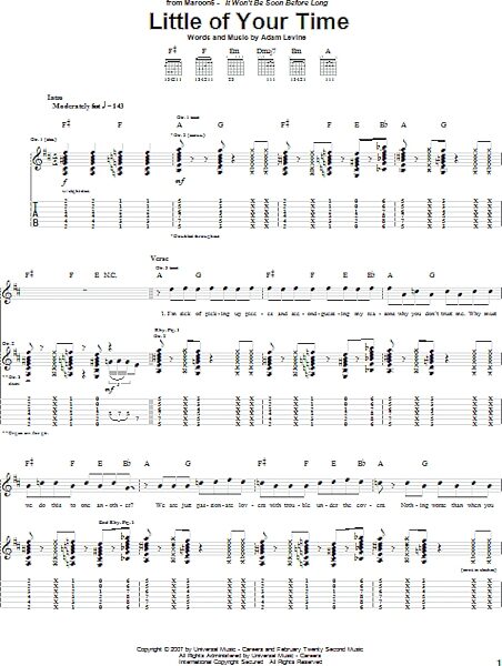Little Of Your Time - Guitar TAB, New, Main