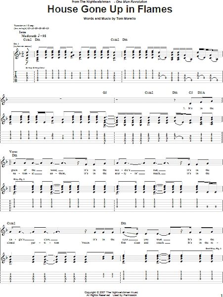House Gone Up In Flames - Guitar TAB, New, Main