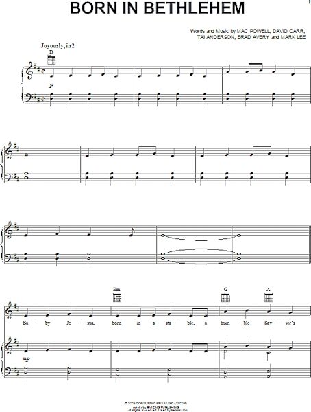 Born In Bethlehem - Piano/Vocal/Guitar, New, Main