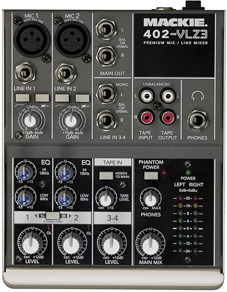 Mackie 402-VLZ3 4-Channel Ultra Compact Mixer, Top